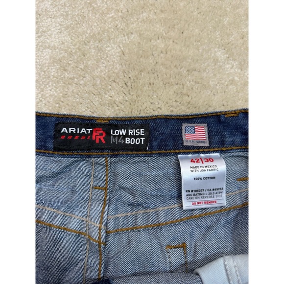 Ariat M4 FR Jeans Mens 42x30 Blue Low Rise Boot Cut Workwear Western - Picture 4 of 10
